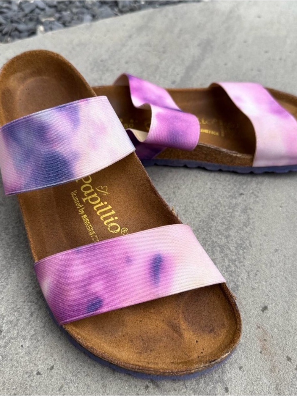 Birkenstock Papillio Women's Pink and Purple Tie-Dye Double Strap Sandals